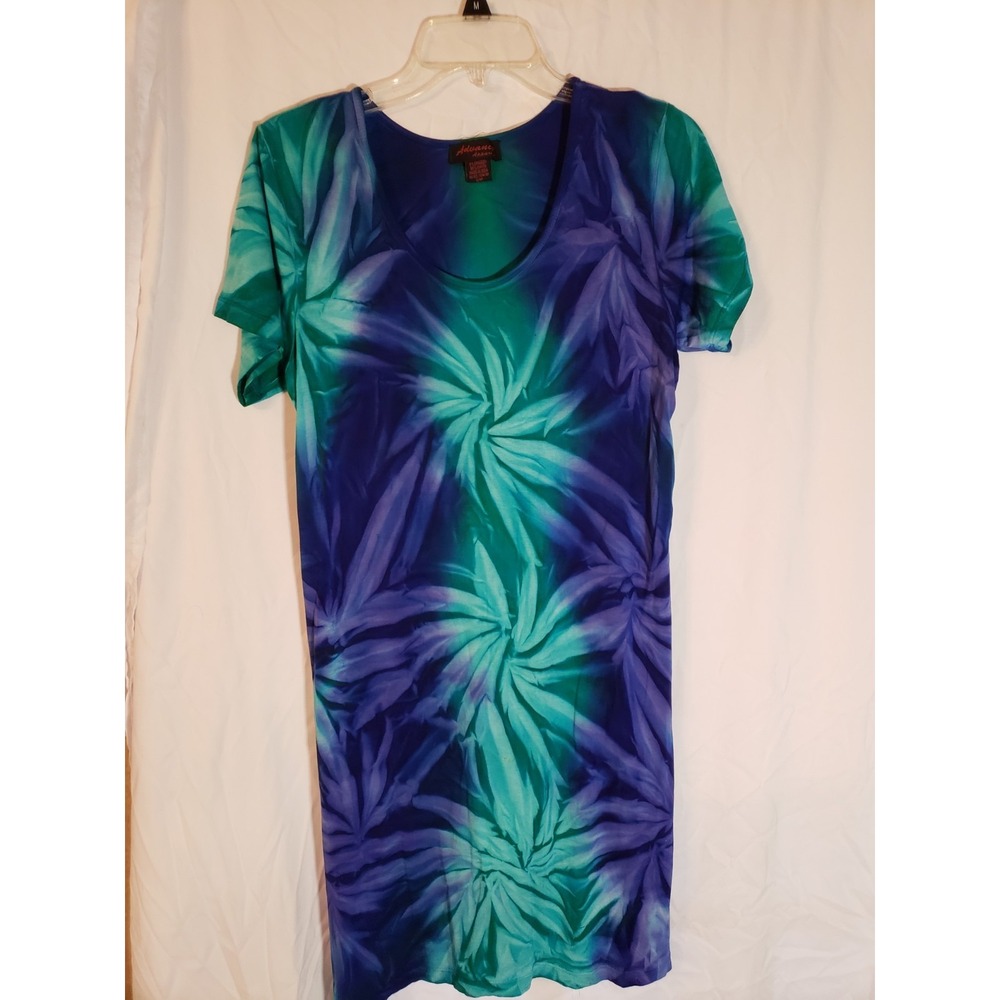 Women's Advance Apparel Tie Dye Blue Short Sleeve Dress S/M
